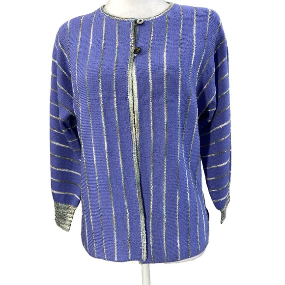 Anne Pedersen Womens Sweater Extra Small Purple Open Front Cardigan Wool Blend - Picture 1 of 11